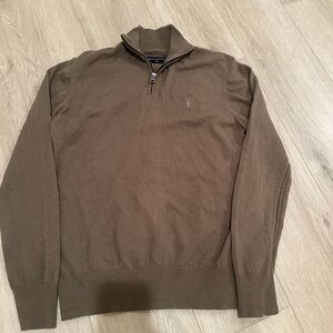 All Saints Men's Zip Up Brown Sweater